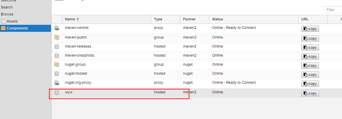 nuxus创建仓库结果